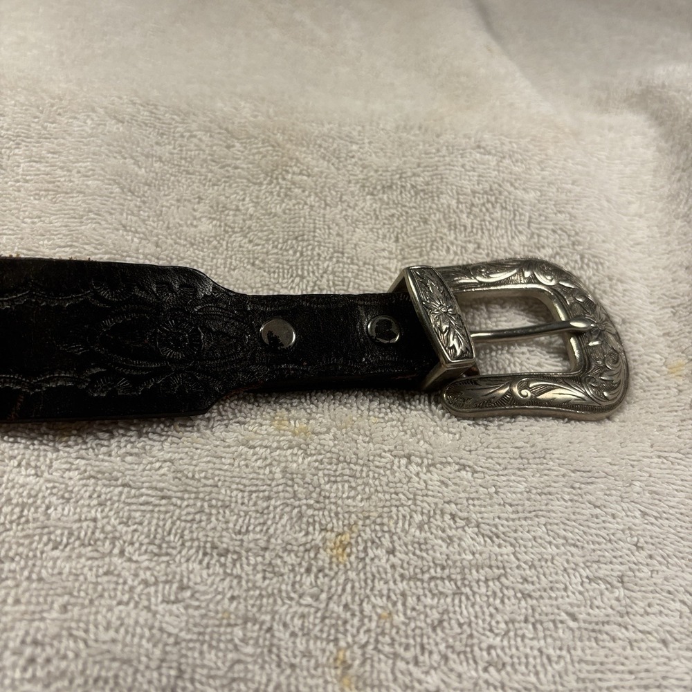 Brushy Creek men's western tooled belt size 38 Worn Spots‎ Shown In Photos Black